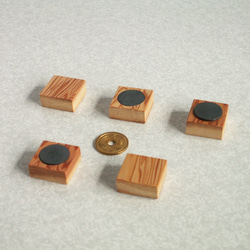 ●屋久杉　木製　キューブ　マグネット　５個セット　磁石　K133 5枚目の画像