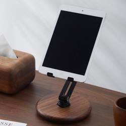 ipadスタンド スマホスタンド 木製 台座 タブレット スタンド スマホスタンド ３点可動 360度回転 2枚目の画像