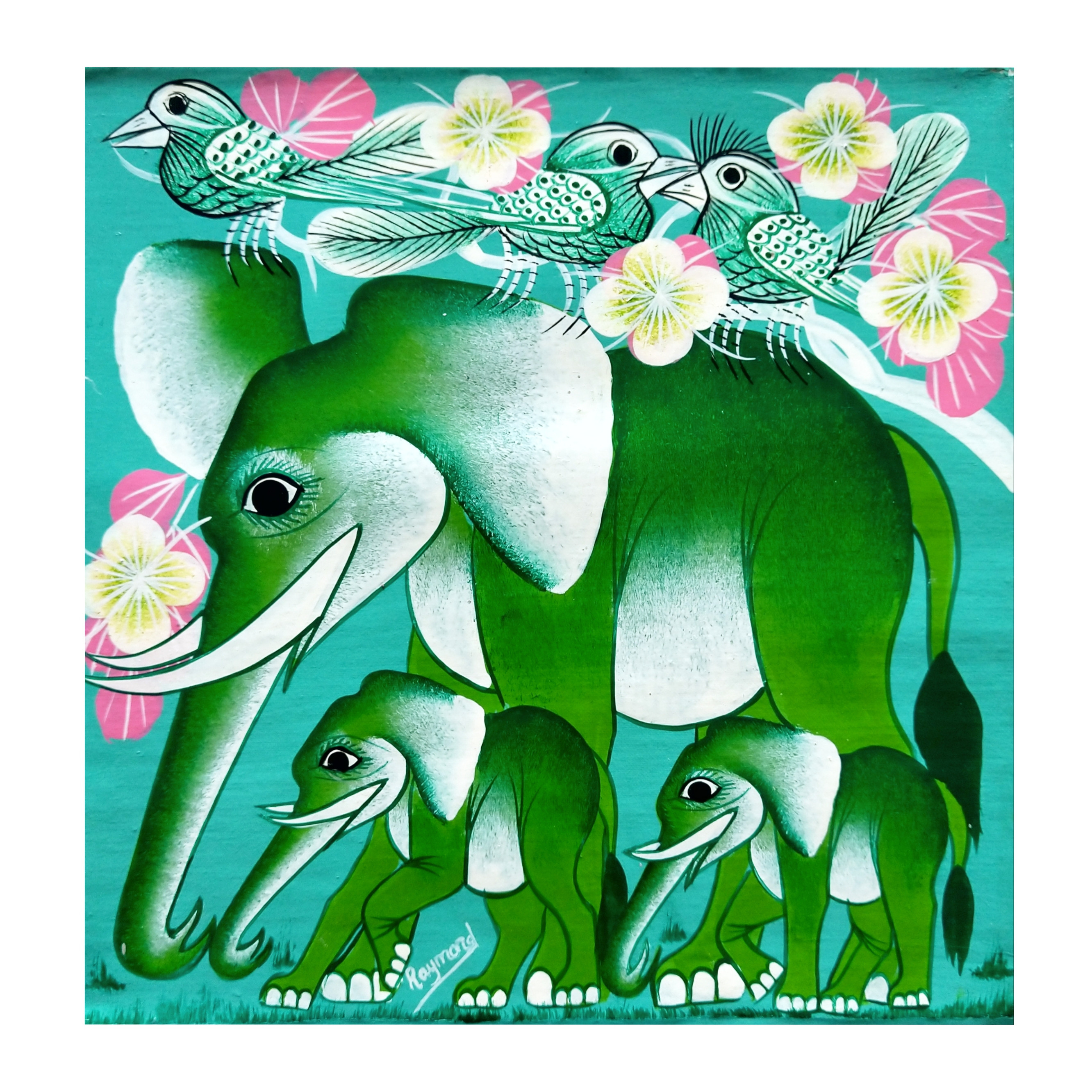 アフリカアート　ゾウ【画家 サイン入り】 AAA27-01-150x150.jpg