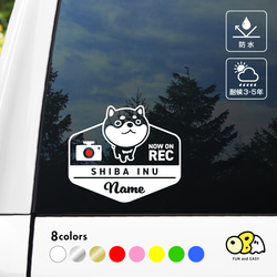 柴犬B【NOW ON REC】名入れステッカー／エンブレムデザイン 全9色 カッティングステッカー 2枚目の画像