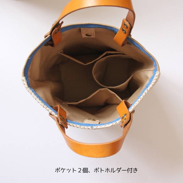 手織りカフェバッグ S_バケツ型 ｜コーヒー染め 4枚目の画像