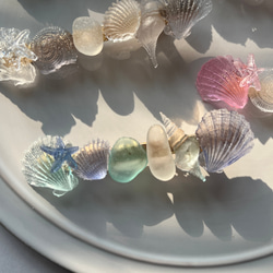 新作♡シーグラスと海の貝殻のレジンのヘアクリップ♡ヘアアクセサリー浴衣夏 5枚目の画像