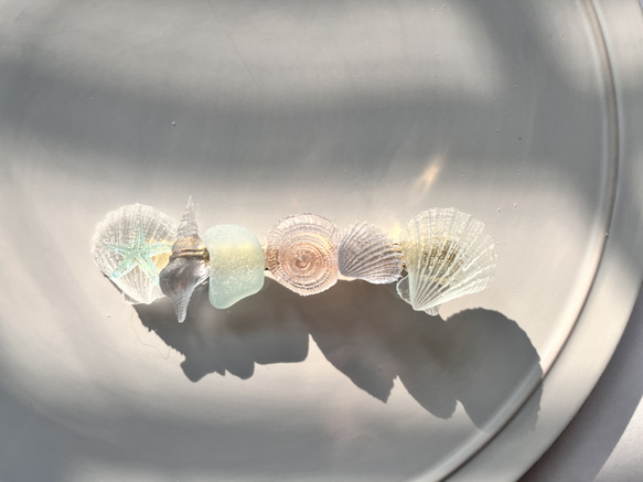 新作♡シーグラスと海の貝殻のレジンのヘアクリップ♡ヘアアクセサリー浴衣夏 11枚目の画像