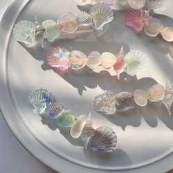新作♡シーグラスと海の貝殻のレジンのヘアクリップ♡ヘアアクセサリー浴衣夏 4枚目の画像
