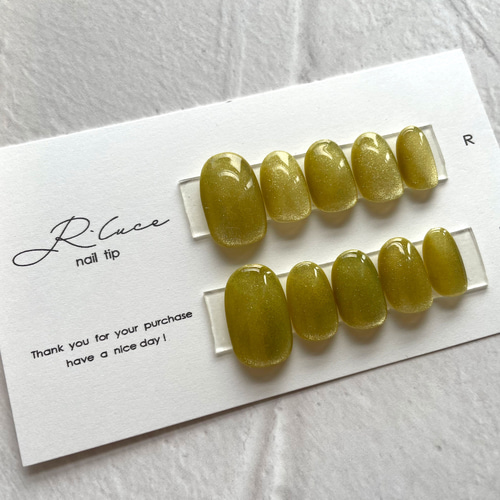 ネイルチップ マグネットネイル ピスタチオイエロー グリーン ネイル  