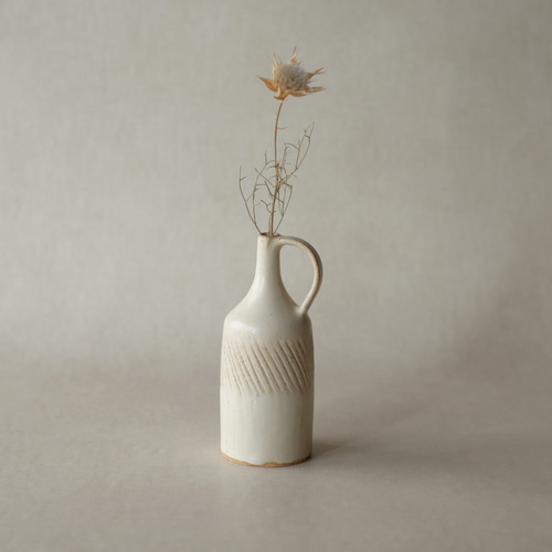 一輪挿し しのぎ 取っ手付き 一輪挿し・花瓶・花器 すみれ窯