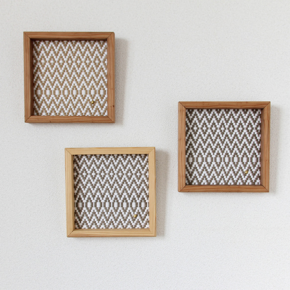 民芸　型絵染　木製フレーム　約19cm x 13cm 手織りアートフレーム｜コーヒー染め その他アート arbre coffee dyed