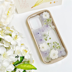 紫陽花iFace風押し花スマホケース*全機種対応*手帳型*iPhone15*iPhone15Pro* iPhone14 1枚目の画像