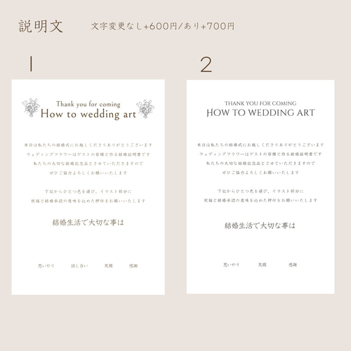 A4【全3種】花束/ケーキ 40名様 ゲスト参加型 結婚証明書 説明文追加可