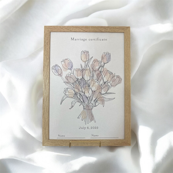 A4【全3種】花束/ケーキ 40名様 ゲスト参加型 結婚証明書 説明文追加可