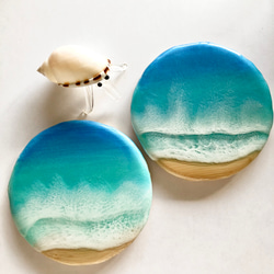 海レジンコースター 2枚セット 海雑貨 オーシャンアート