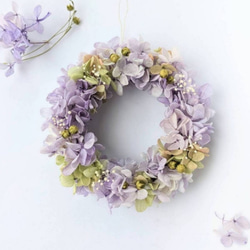 夏☀︎SALE！ユーカリと紫陽花のラベンダーカラーハーフリース　バラプルモルサ 青ハーフリース・ユーカリと白い実 紫陽花 ブルーライム 春夏 フレッジ