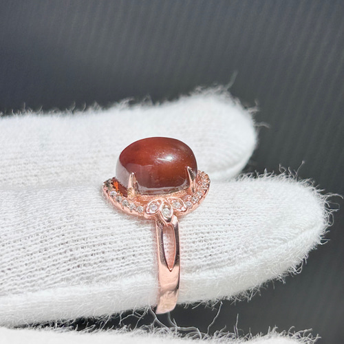 宝石質 オレンジガーネット（ヘソナイト） 天然石リング（指輪