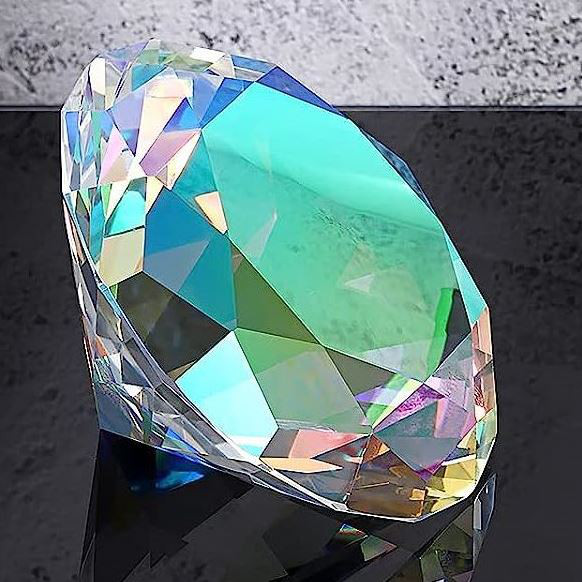 オーロラ クリスタル ガラス ダイヤモンド ペーパーウェイト 虹色 サン