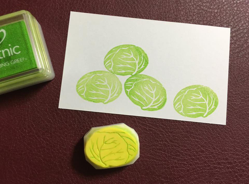 キャベツの消しゴムはんこ（持ち手つき）【野菜10】 はんこ