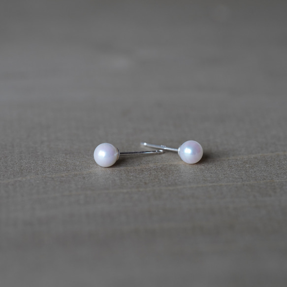 [送料無料] SV925 Akoya Pearl stud earrings(φ5,PES002) 3枚目の画像