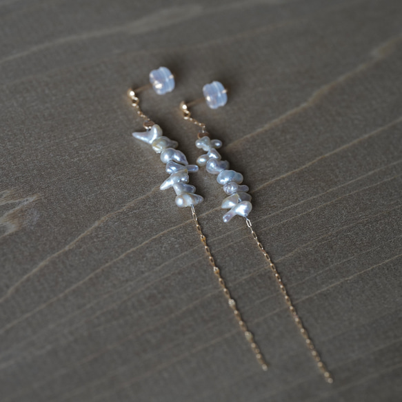 [送料無料] K18 Akoya Baby Keshi Pearl American type earrings (PE 2枚目の画像