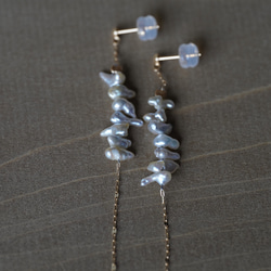 [送料無料] K18 Akoya Baby Keshi Pearl American type earrings (PE 5枚目の画像