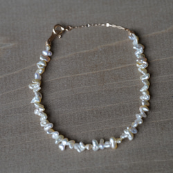 [送料無料] K18 Akoya Baby keshi Pearl chain Bracelet(PBK010) 2枚目の画像