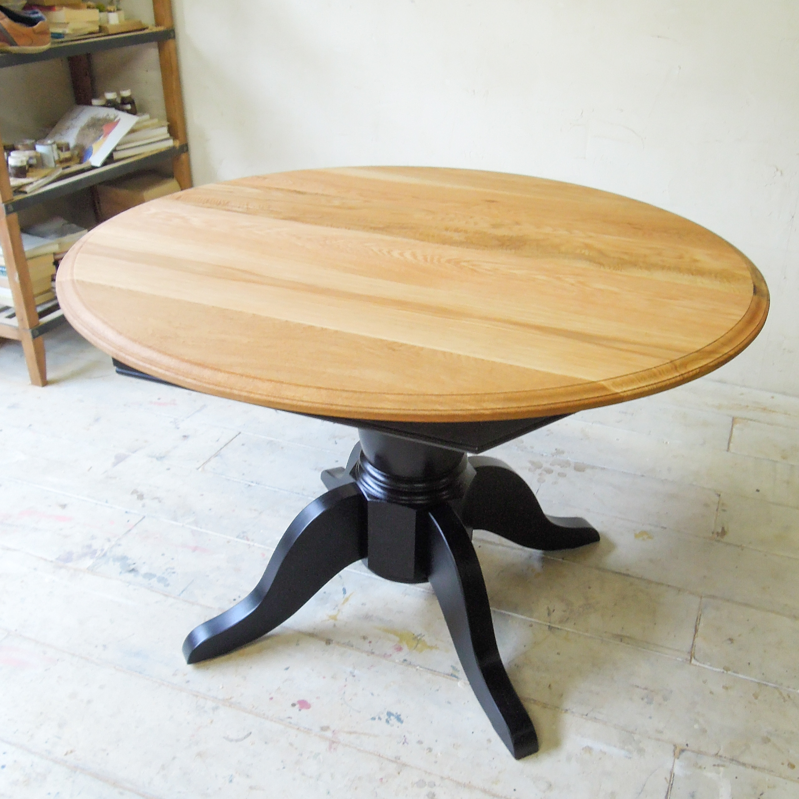 飲食店向け 丸テーブル ラウンドテーブル レストラン 直径1100A サイズオーダー ホワイトオーク アンティーク調家具