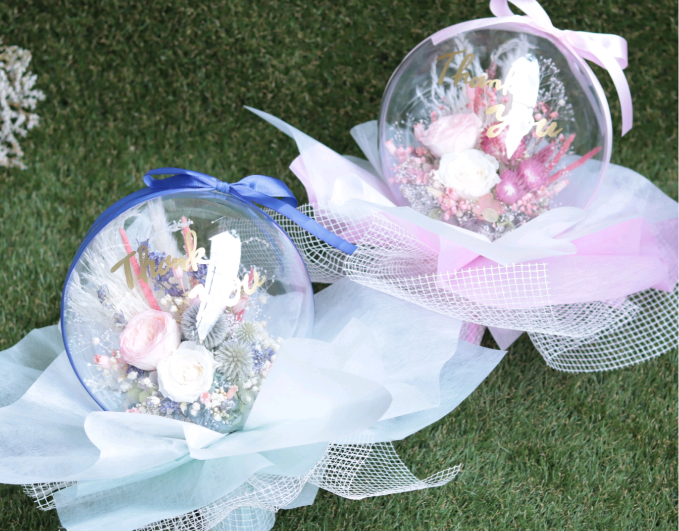 【選べるカラー】「ありがとう」を伝えるバルーンフラワーＭサイズ＊プリザーブド&ドライフラワー＊贈呈品・感謝状・母の日