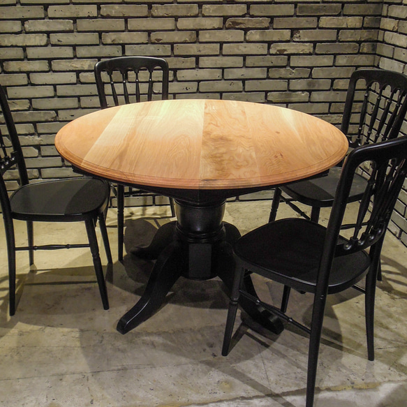 飲食店向け 丸テーブル ラウンドテーブル レストラン 直径1100B サイズオーダー ホワイトオーク アンティーク調家具 4枚目の画像