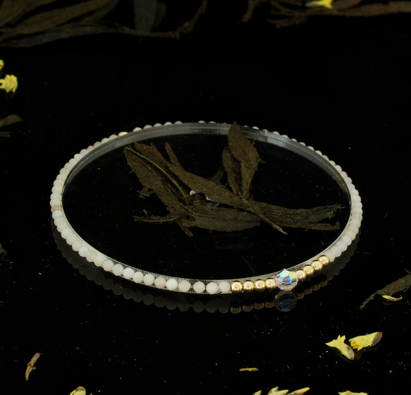 輕奢風粉澳寶14K包金 GF Swarovski 配珠水晶手鍊 ( Pink Opal Bracelet ) 第4張的照片