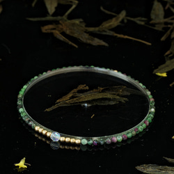輕奢風紅綠寶石14K包金 GF Swarovski 配珠水晶手鍊 ( Anyolite Bracelet ) 第2張的照片