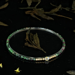 輕奢風紅綠寶石14K包金 GF Swarovski 配珠水晶手鍊 ( Anyolite Bracelet ) 第4張的照片