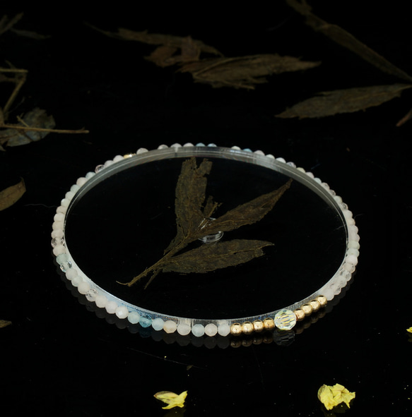 輕奢風摩根石14K包金 GF Swarovski 配珠水晶手鍊 ( Morganite Bracelet ) 第2張的照片
