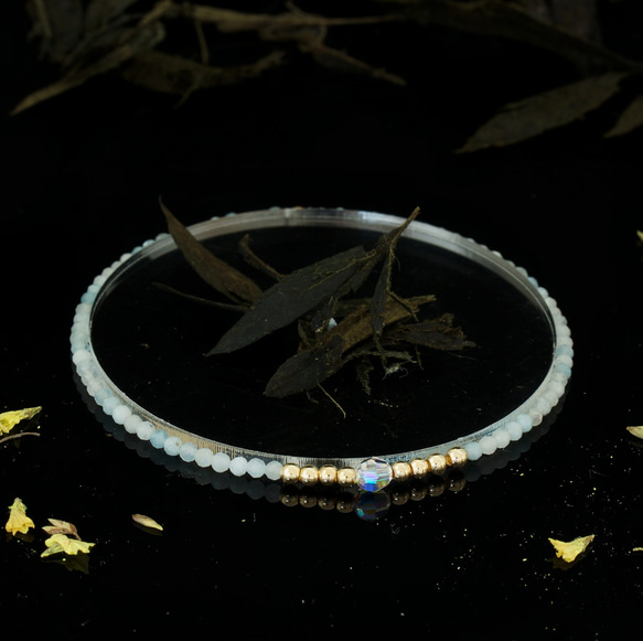 輕奢風海藍寶14K包金 GF Swarovski 配珠水晶手鍊 ( Aquamarine Bracelet ) 第6張的照片