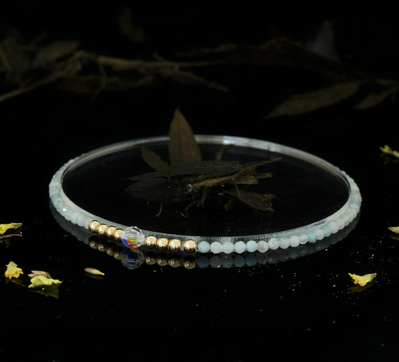 輕奢風海藍寶14K包金 GF Swarovski 配珠水晶手鍊 ( Aquamarine Bracelet ) 第3張的照片