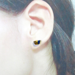 夜空のひかり＊Lapis lazuli×Citrine＊金継ぎピアス／S S size 8枚目の画像