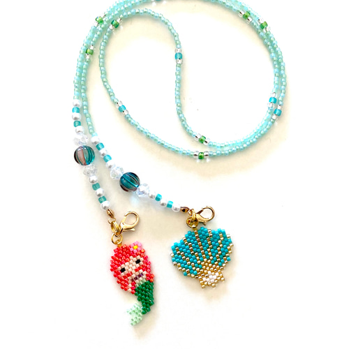 マーメイド＆シェルモチーフのマスクチェーン／2wayメガネチェーン