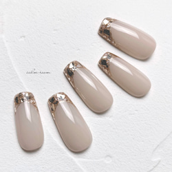 No.500]ガラスフレンチ/ラメ/シェル/ベージュ/ゴールド/シアー