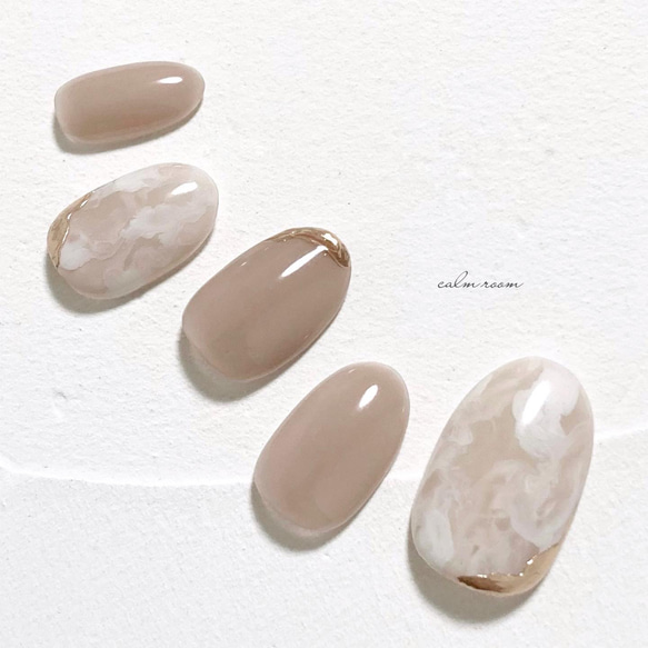 No.519]奥行きニュアンス/ミラーアート/シアーベージュ/大人/上品  