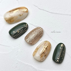 【オーダー】ネイルチップ　振袖袴　和装　卒業式　前撮り　金箔　ニュアンスミラー No.540]和風ニュアンス/成人式ネイル/卒業式ネイル/和装/着物/ゴールド