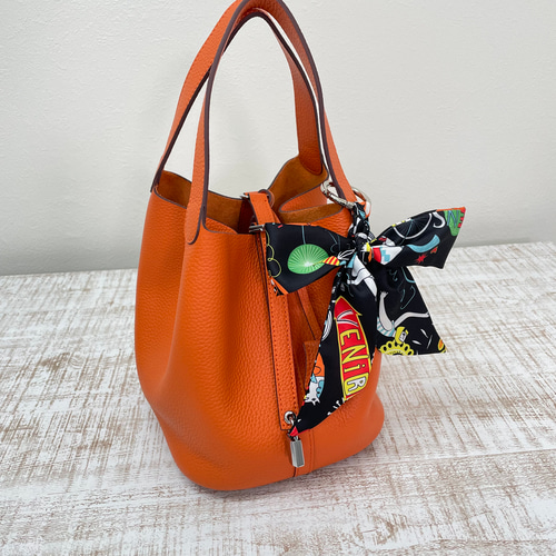 NEW 牛革キューブバッグ L・オレンジ バケツバッグ Ha-chi☆ 通販