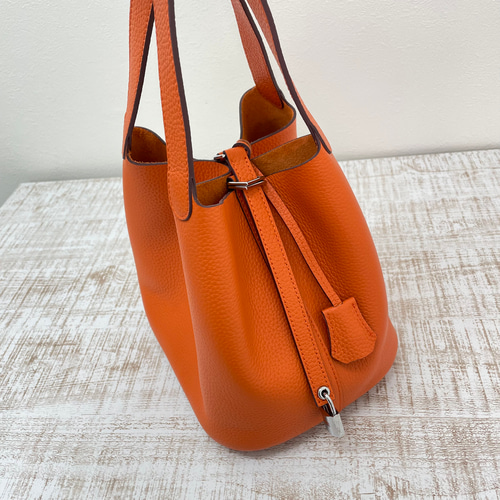 NEW 牛革キューブバッグ L・オレンジ バケツバッグ Ha-chi☆ 通販