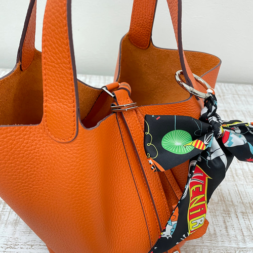 NEW 牛革キューブバッグ L・オレンジ バケツバッグ Ha-chi☆ 通販