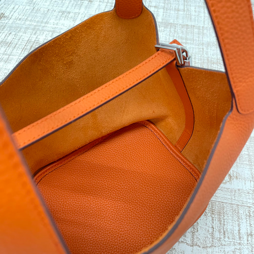 NEW 牛革キューブバッグ L・オレンジ バケツバッグ Ha-chi☆ 通販