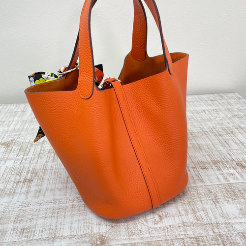 NEW 牛革キューブバッグ L・オレンジ バケツバッグ Ha-chi☆ 通販