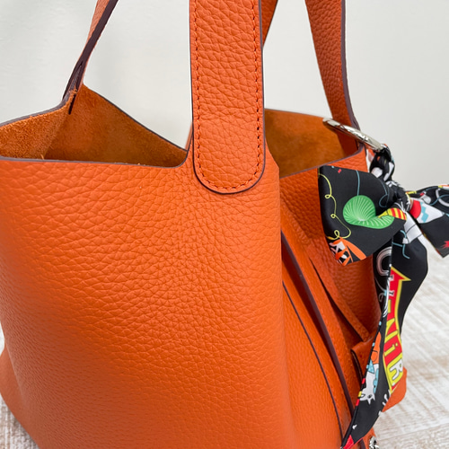 NEW 牛革キューブバッグ L・オレンジ バケツバッグ Ha-chi☆ 通販