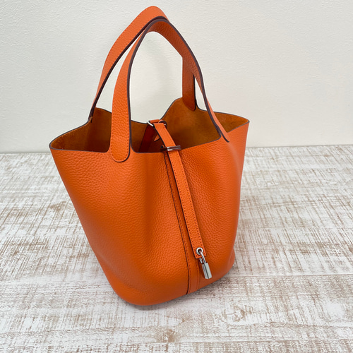 NEW 牛革キューブバッグ L・オレンジ バケツバッグ Ha-chi☆ 通販