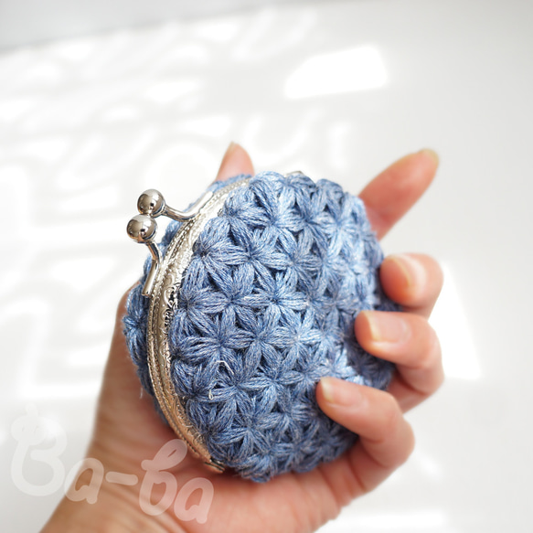 Ba-ba handmade Jasmine Stitch crochet round pouch No.C1696 第5張的照片