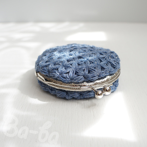 Ba-ba handmade Jasmine Stitch crochet round pouch No.C1696 第3張的照片