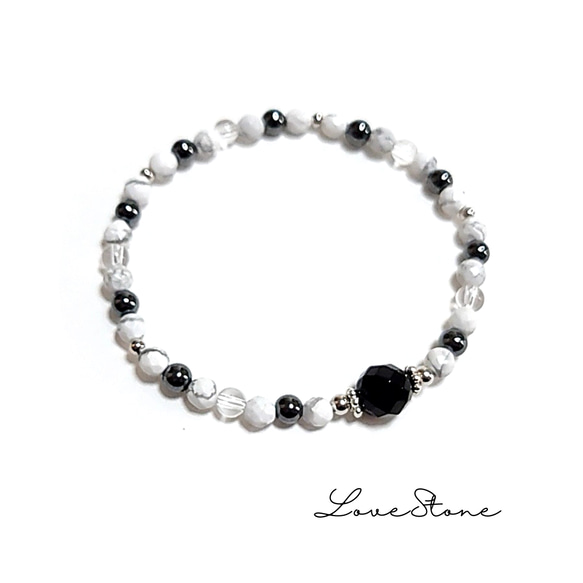 冷静さを取り戻し精神を安定させたい ストレスを受けやすい方へ　ハウライト　ブレスレット 天然石 2枚目の画像