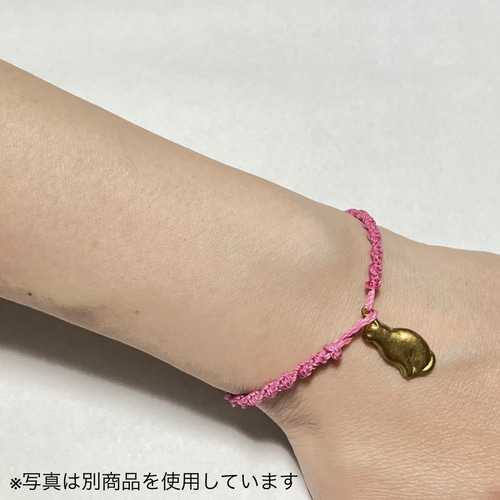 色オーダー可 マクラメ編みブレスレット ミサンガ 象チャーム 