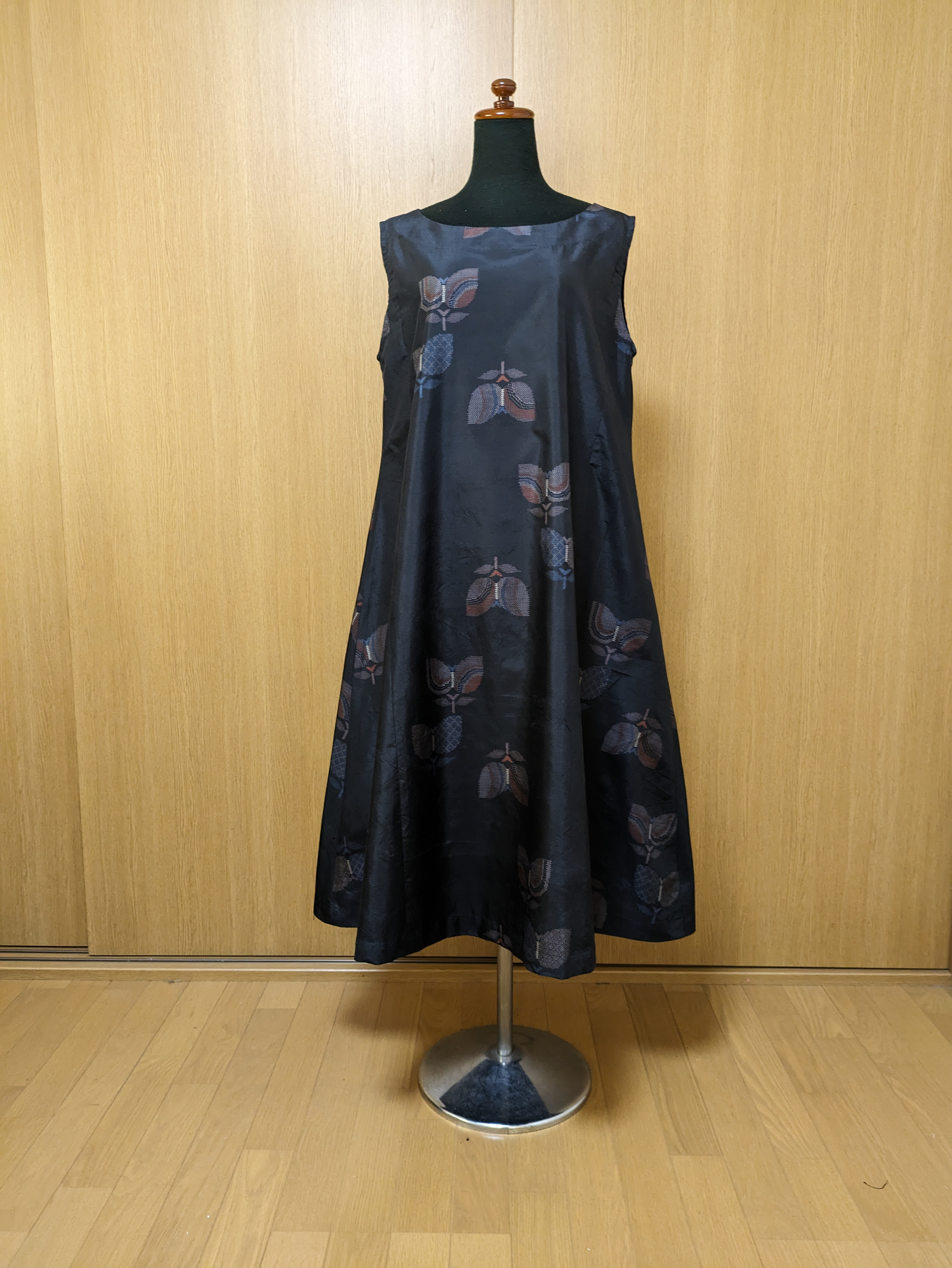 SOLD　着物リメイク　ワンピース　大島紬　M〜L