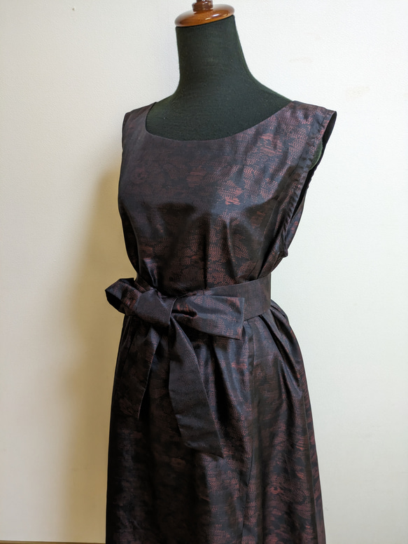 SOLD　着物リメイク　ワンピース　大島紬　M〜L 